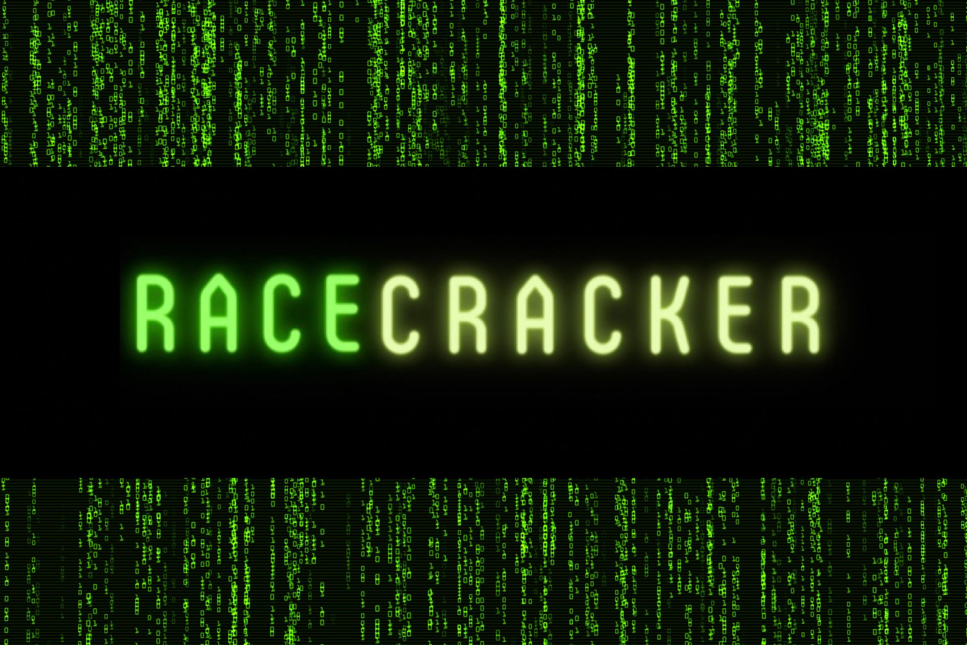 Racecracker review featured image with logo and matrix style background