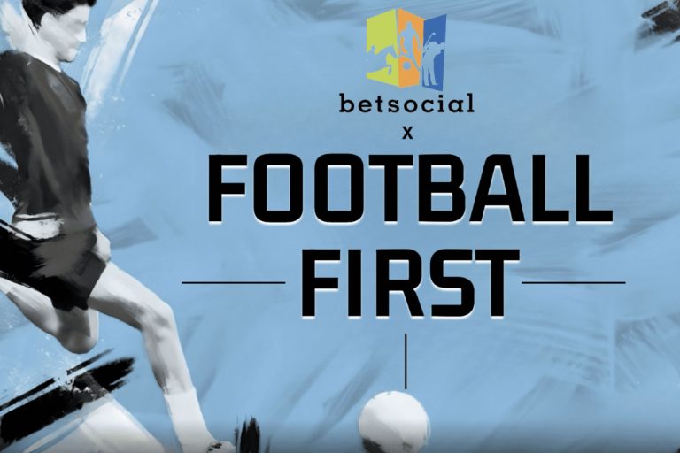 Football First review featured image with logo on blue background