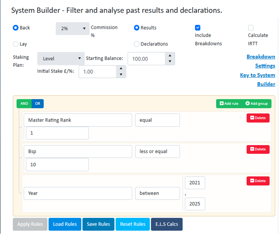 The System Builder available on Inform Racing