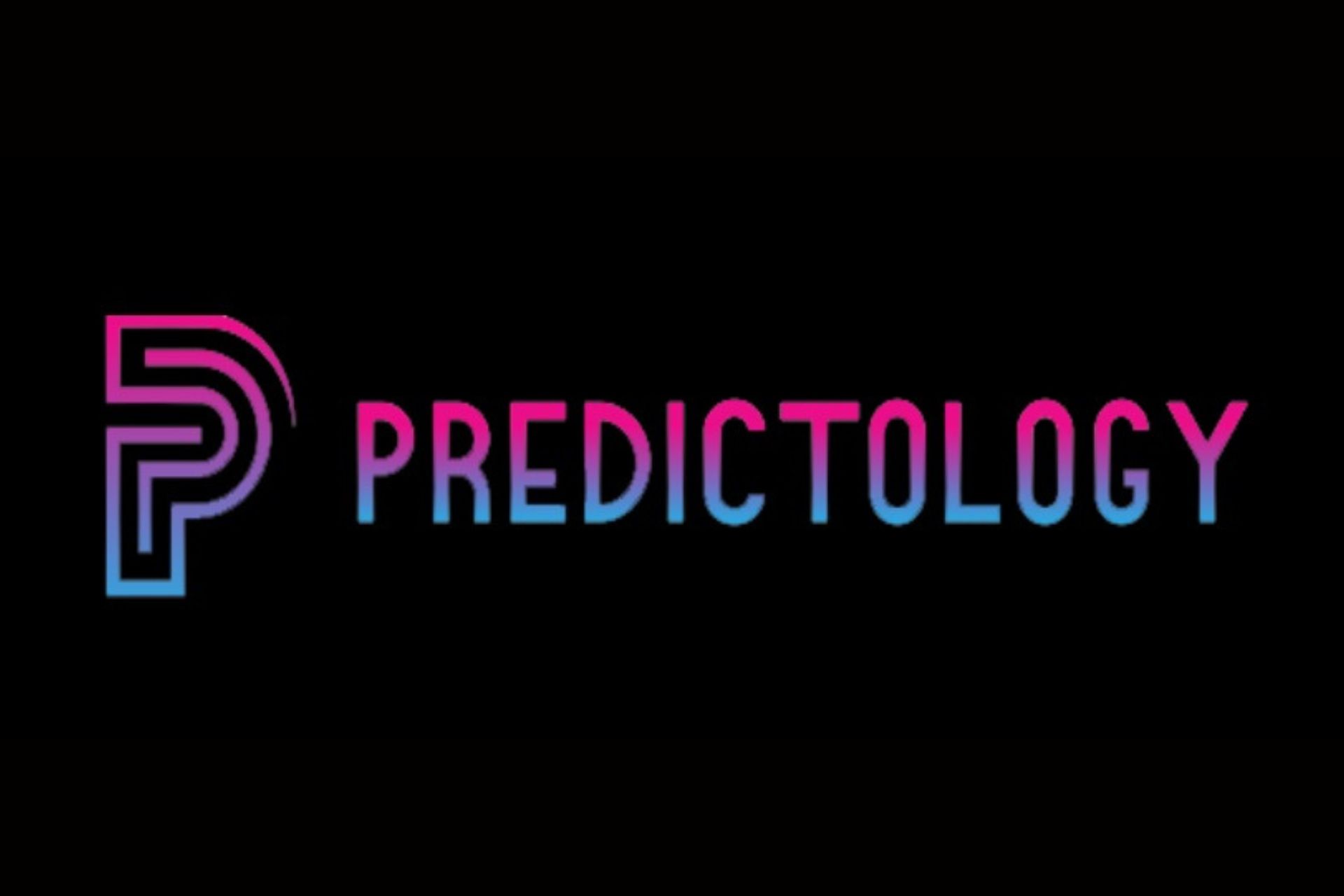 Predictology review featured image with logo on black background