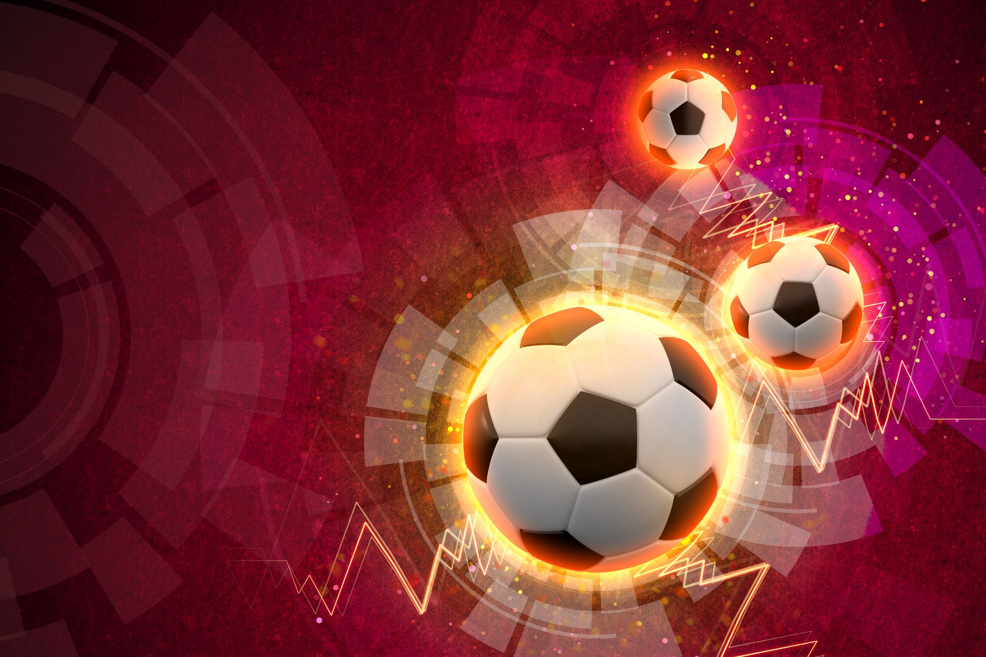 Three footballs glowing on a purple background - Football Bank Builder featured image