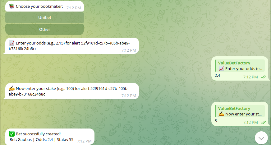 Value Bet Factory bet tracker log bet