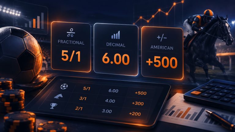 Betting odds comparison between fractional, decimal and American prices