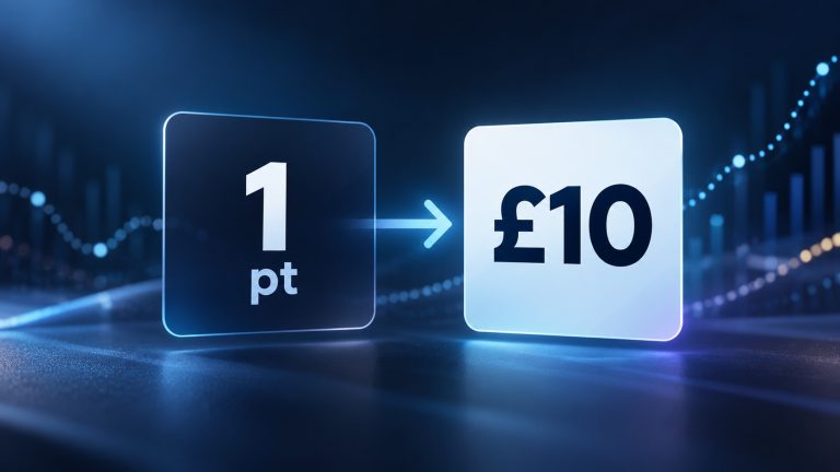 Betting in points showing 1 pt next to £10